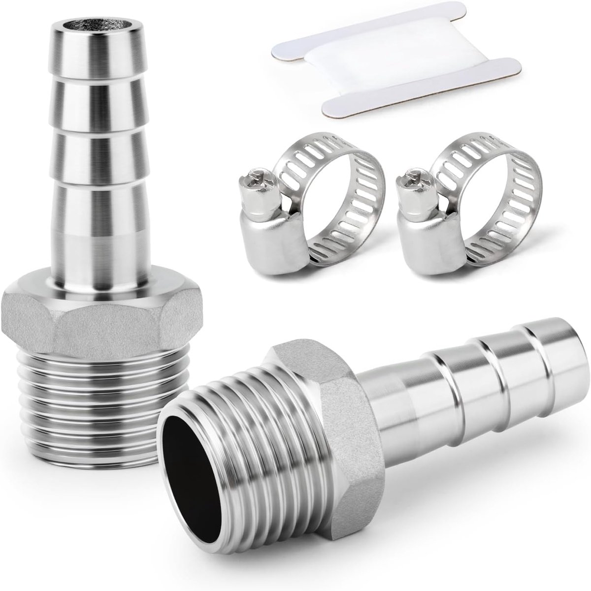 2 stuks 304 roestvrijstalen slangtule koppelingen, 25 mm tule naar 3/4" BSP Buitendraad, industriële knelkoppeling voor water, brandstof, lucht