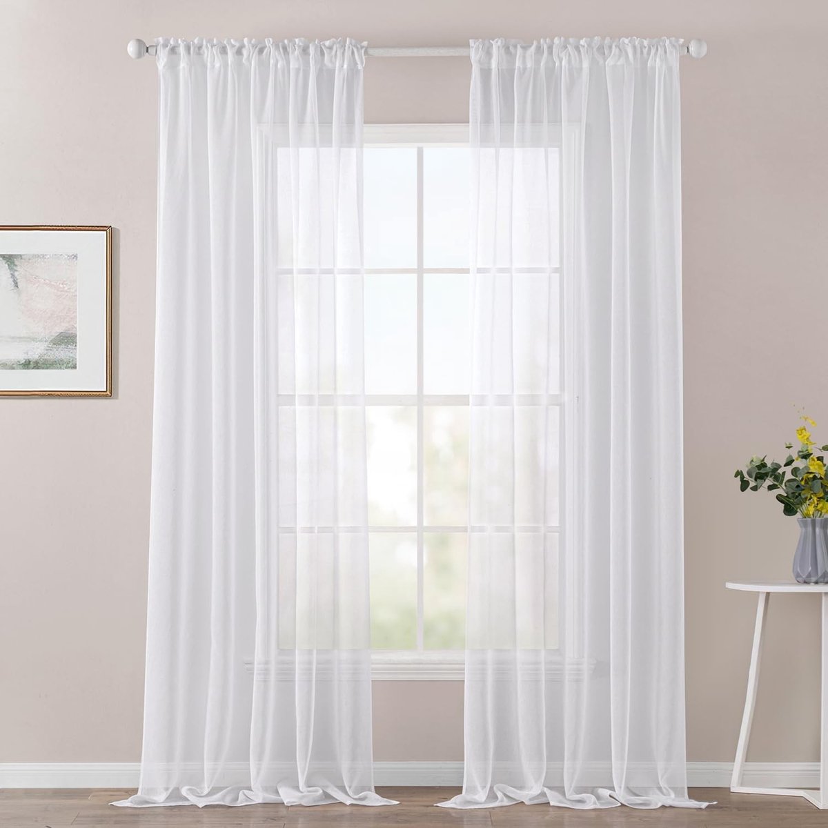 Omgoods - Transparante Voile Gordijnen - Set van 2 - 140 x 260 cm - Wit