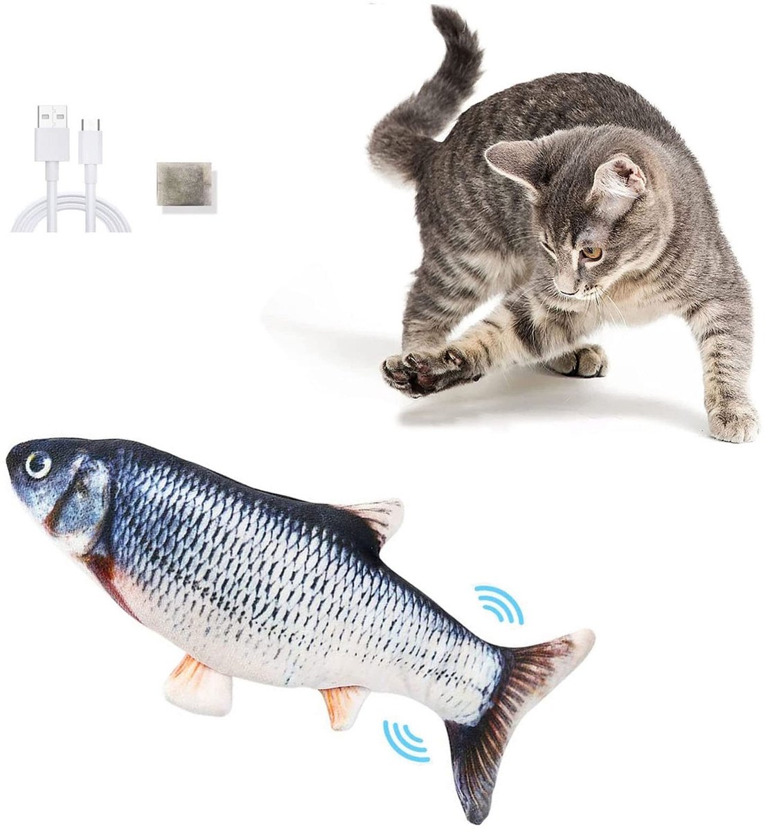 Omgoods - Elektrische Floppy Fish Kat Speelgoed - Pluche Vis voor Katten