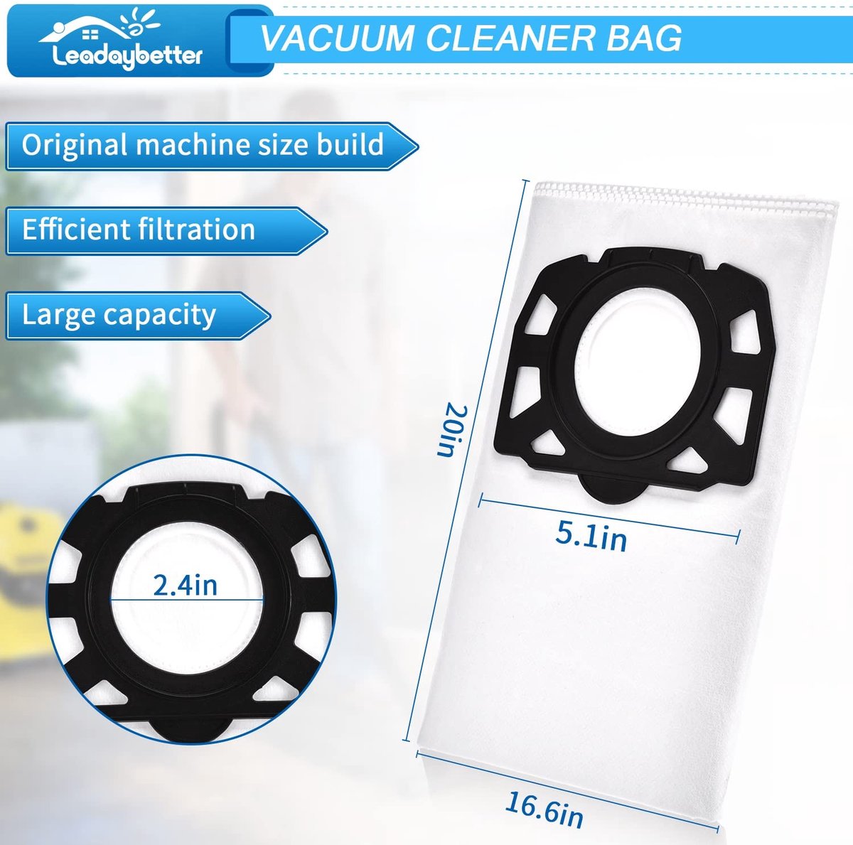 Omgoods - Filterzakken voor Kärcher MV 4, 5, 6, WD5P, WD6P - Set van 6 Stuks