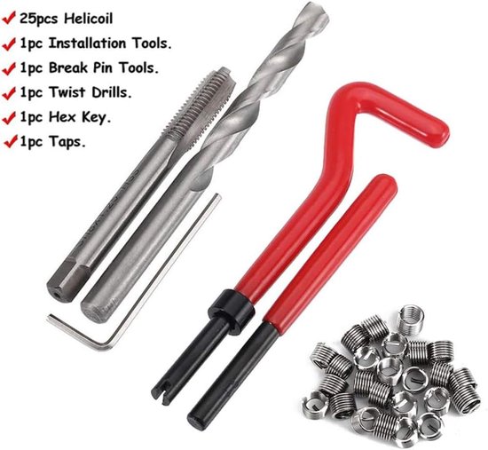 30 stuks schroefdraad reparatiekit M8 x 1,25 mm schroefdraad invoegen — afbeelding 5