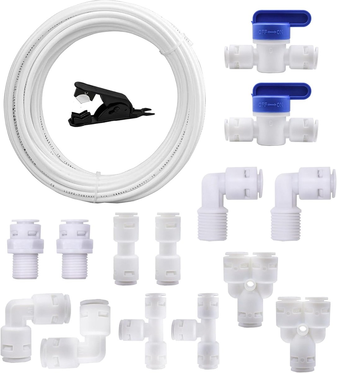 5 meter wit universeel aansluitset, 14 stuks Ro waterfilter fitting