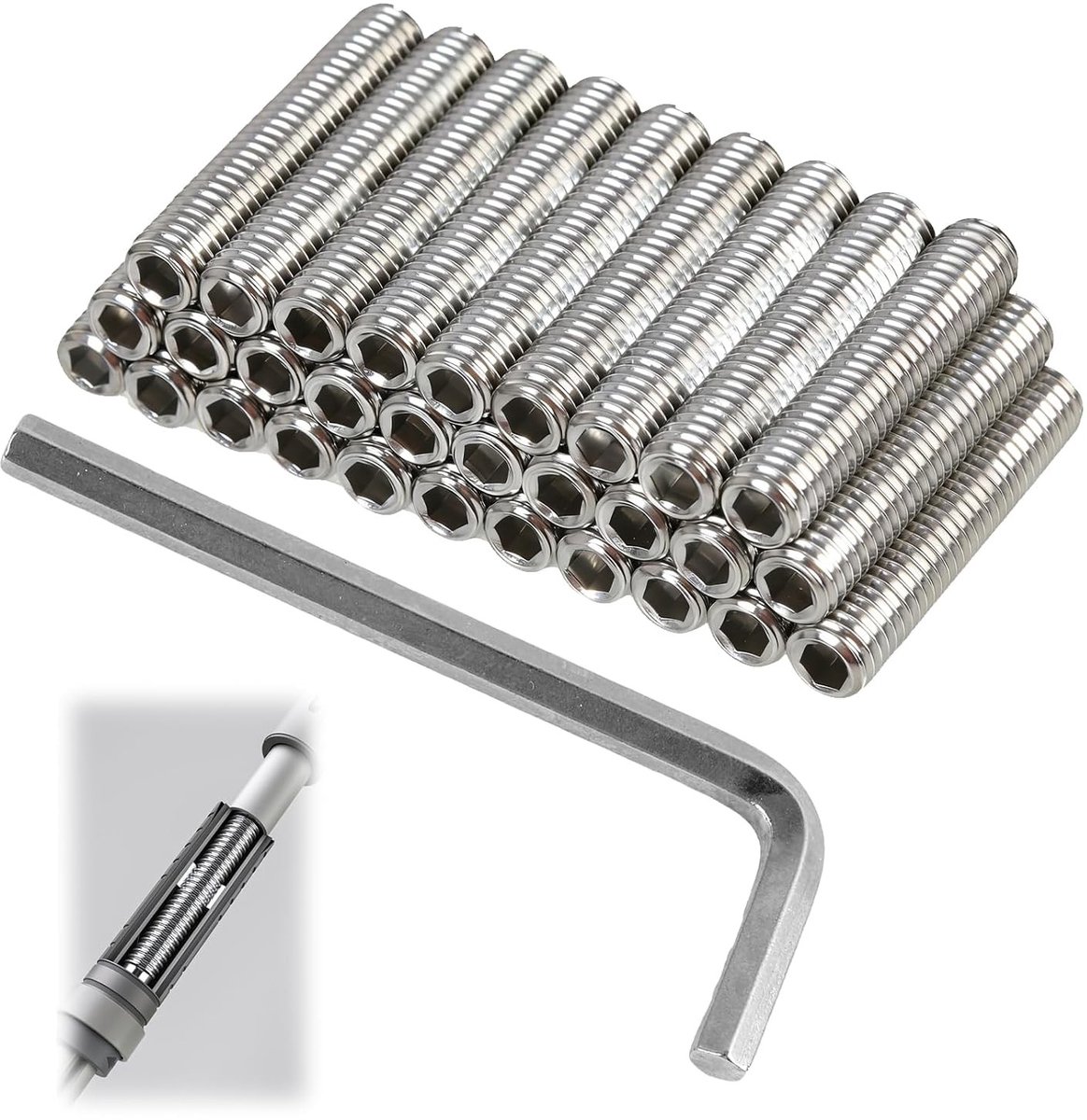 Draadstangen M8 x 40 mm van roestvrij staal, volledig schroefdraad voor bevestiging en montage in meubels, industrie en knutselen, geschikt voor holle zeskantschroeven en constructies