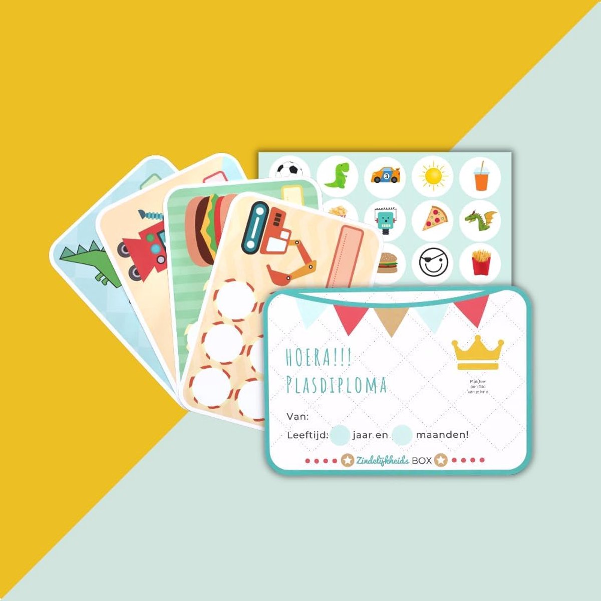 Beloningssysteem Hygiëne Jongens - 20x Beloningskaart - 120 Stickers - Plasdiploma - Succeservaringen Versterken - SnelShoppen