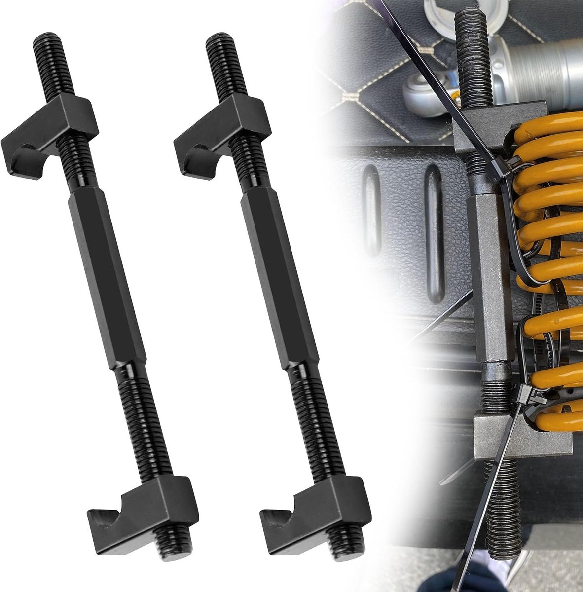 veerspanner voor motorfiets, schokdemper, universeel gereedschap voor motorfiets, veerspanner, zwaar, afstemming, verlaagrem, spoel en veerpoot, veerspanner, 225 mm, 2 stuks