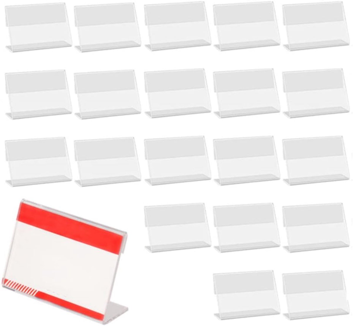20 stuks transparante etikettenhouders, mini-bordhouders van acryl