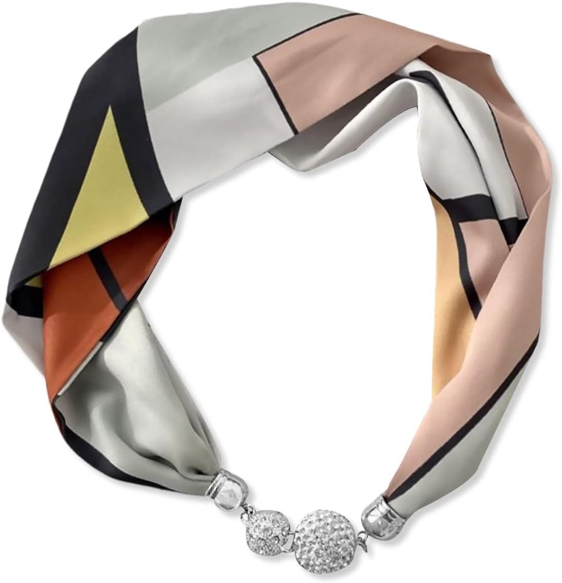 Vrouwen Mode Zijden Sjaal Ketting Handig Magnetische Gesp Met Bling