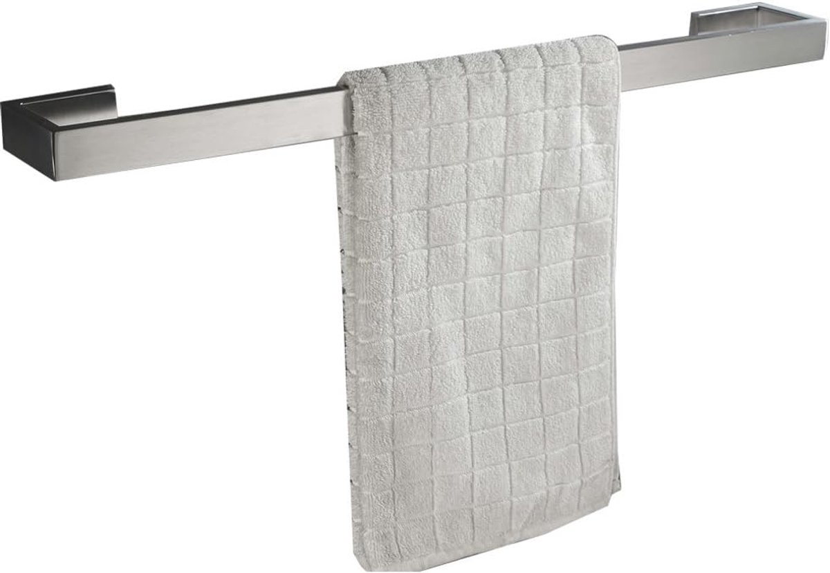 Handdoekstang geborsteld 304 roestvrij staal enkellaags badhanddoekhouder wandmontage geborsteld zilver, 60 cm/24 inch