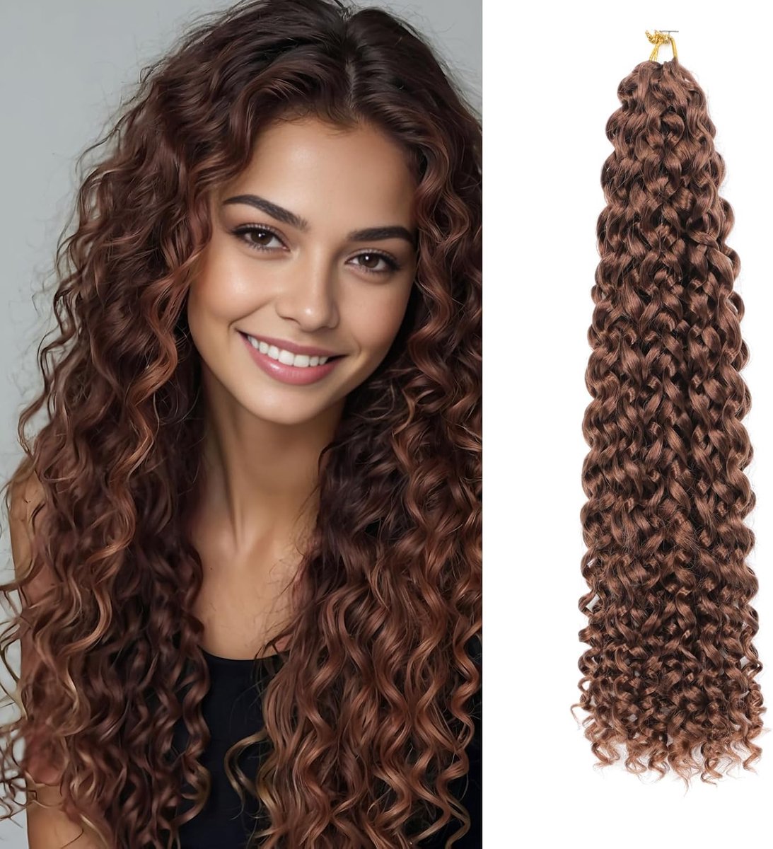 Curl Crochet Hair 18 Inch 8 Packs Pre Looped Water Wave Beach Curl