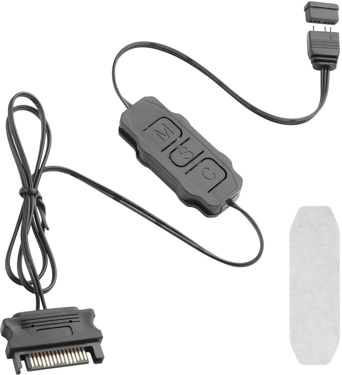 Mini ARGB-controller 3-pins RGB 5V-controller, ingebouwde lichtmodus, SATA-voeding RGB-controller voor pc-ventilator, lichtstrip, water/luchtgekoelde radiator (zwart)