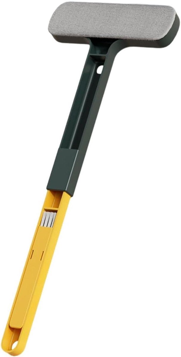 Raamreiniger met steel - Horrenreiniger Schraper - Horren Schoonmaken - Verstelbare steel - 43 cm - Groen Geel