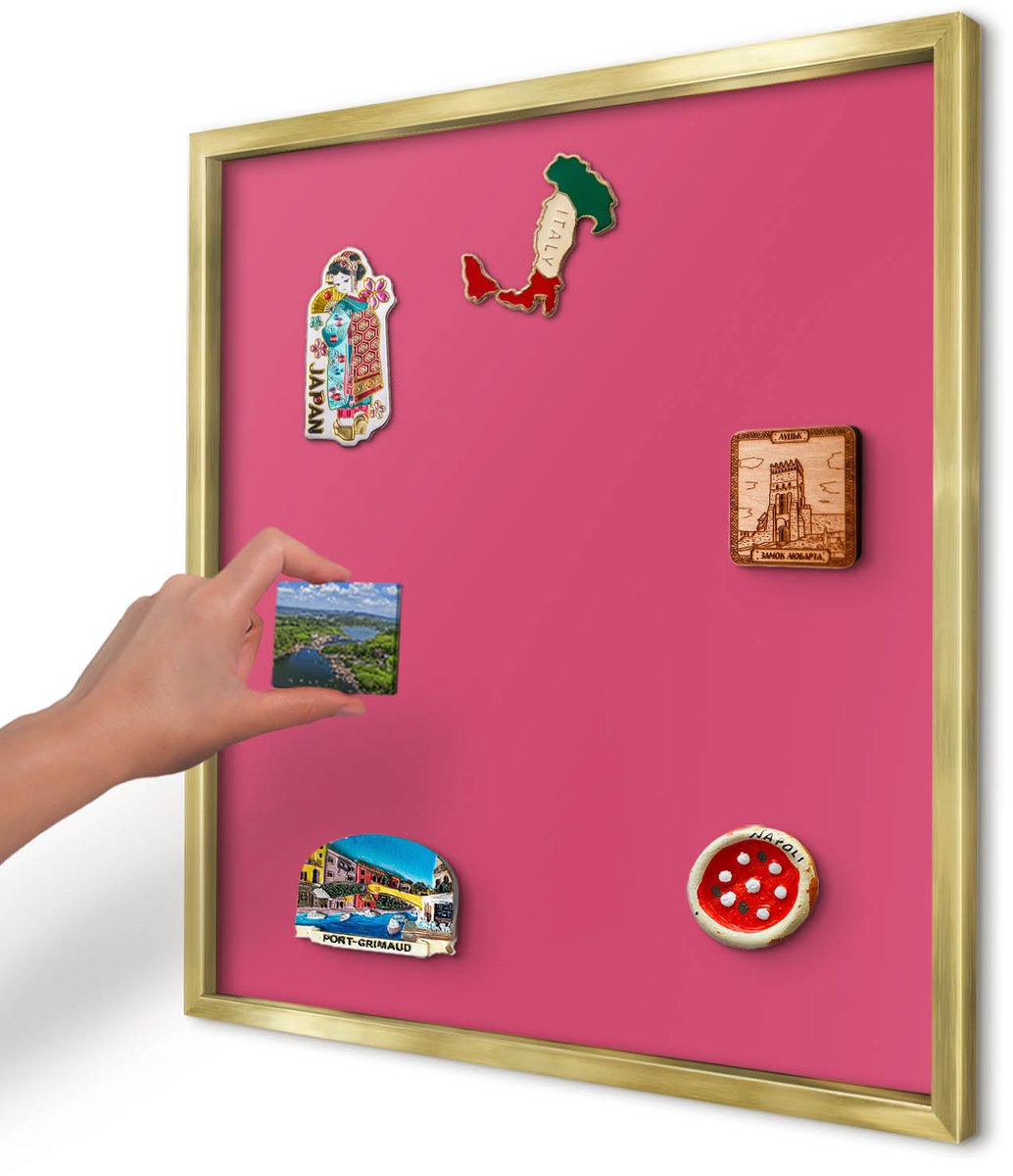 Artprintcave Roze Magneetbord mit Gouden Frame - 50x50 cm - Energie Roze Notitiebord - Minimalist Bord Voor Magneten - Achtergronden En Patronen