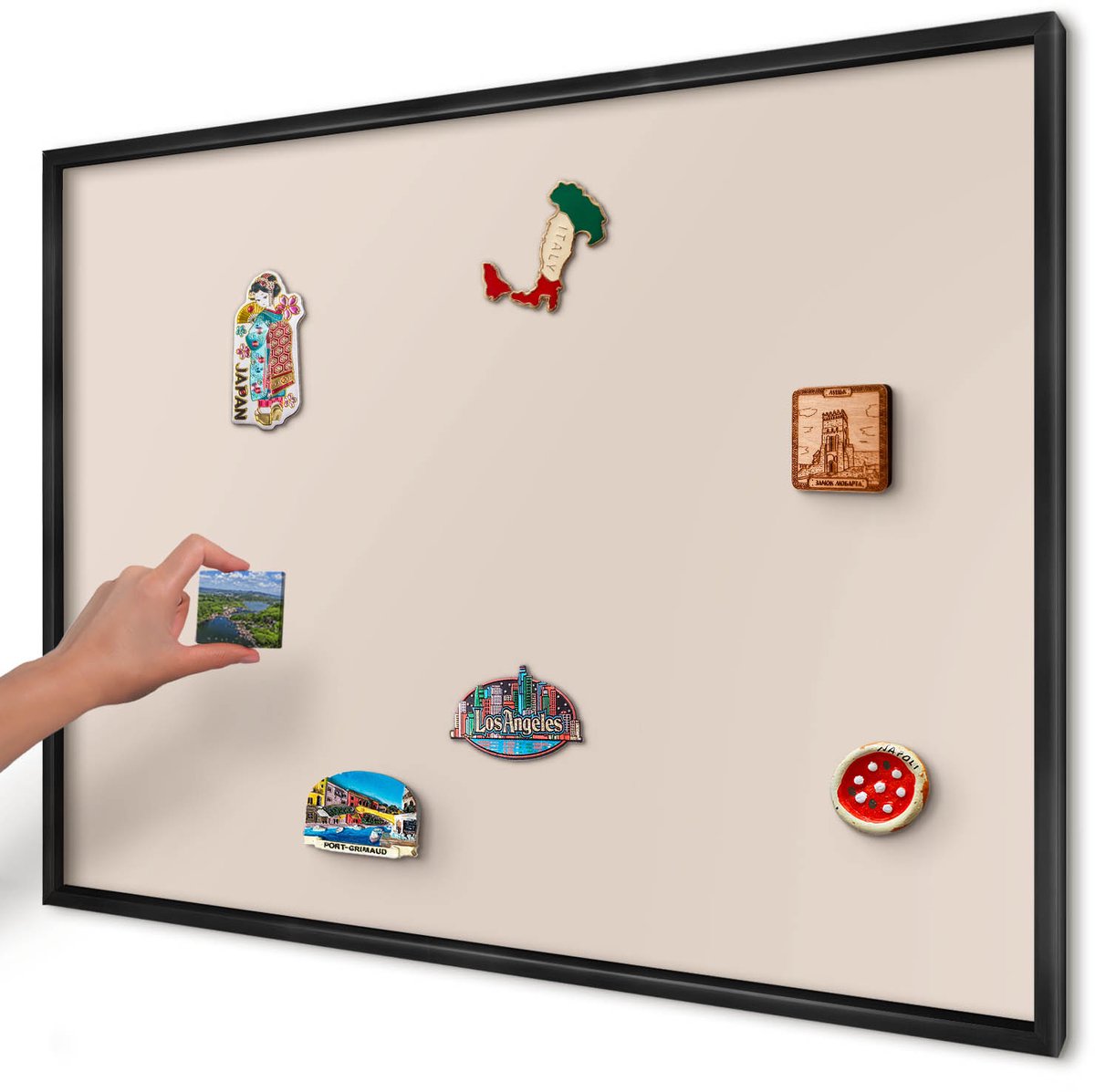 Artprintcave Beige Magneetbord mit Zwart Frame - 100x70 cm - Warm Beige Magnetisch Bord Voor Magneten - Minimalist Magnetische Organizer - Achtergronden En Patronen