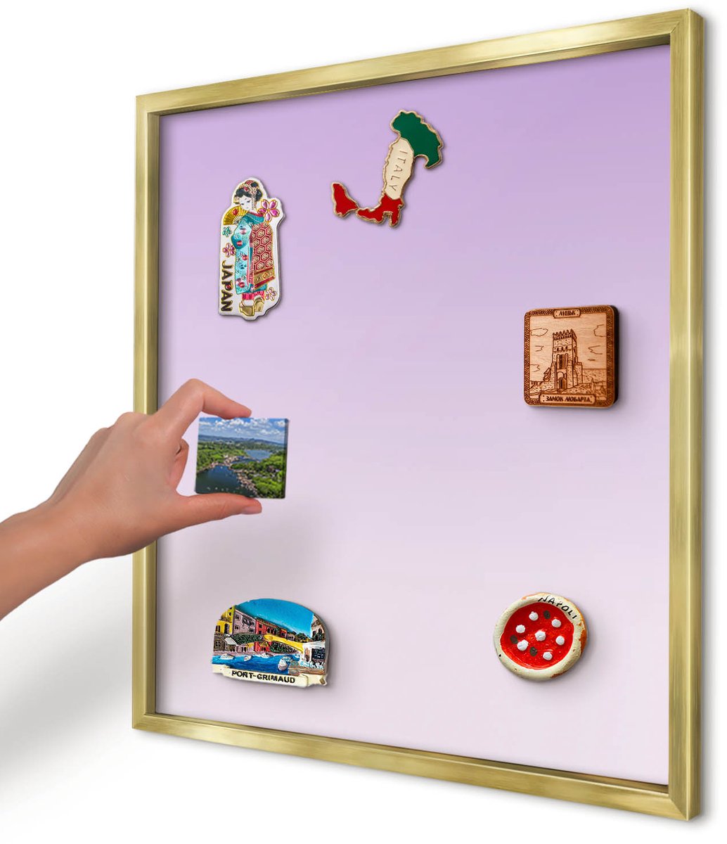 Artprintcave Paars Magneetbord mit Gouden Frame - 50x50 cm - Subtiele Kleurovergang Notitiebord - Minimalist Magneetbord Voor Foto's - Achtergronden En Patronen