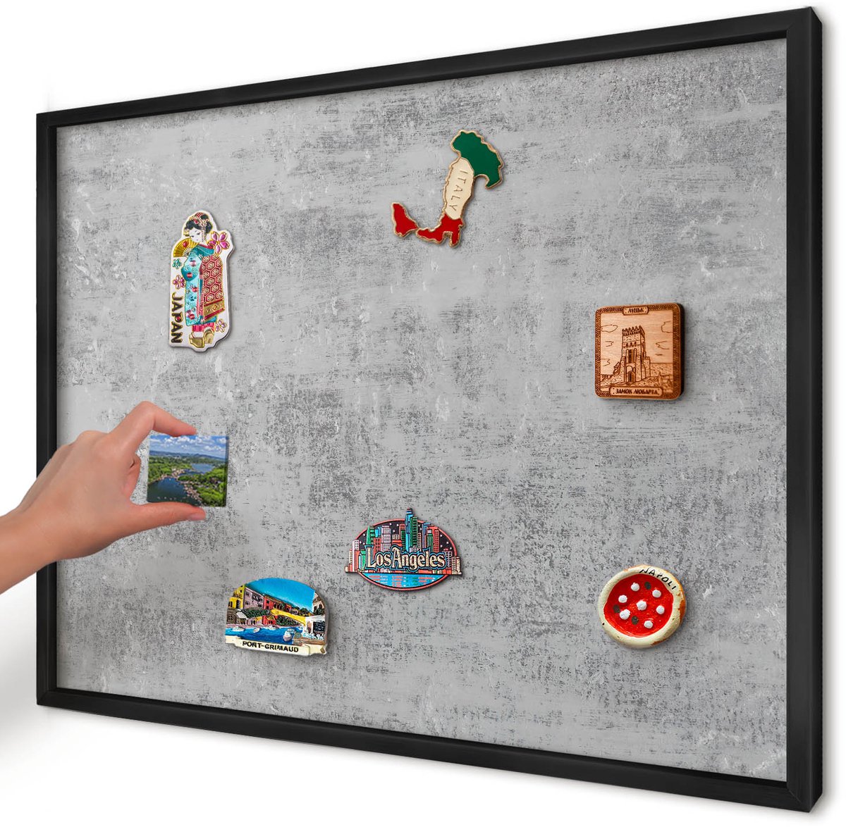 Artprintcave Grijs Magneetbord mit Zwart Frame - 70x50 cm - Grijs Oppervlak Magneetbord Voor Keuken - Minimalist Magnetisch Bord Voor Magneten - Texturen