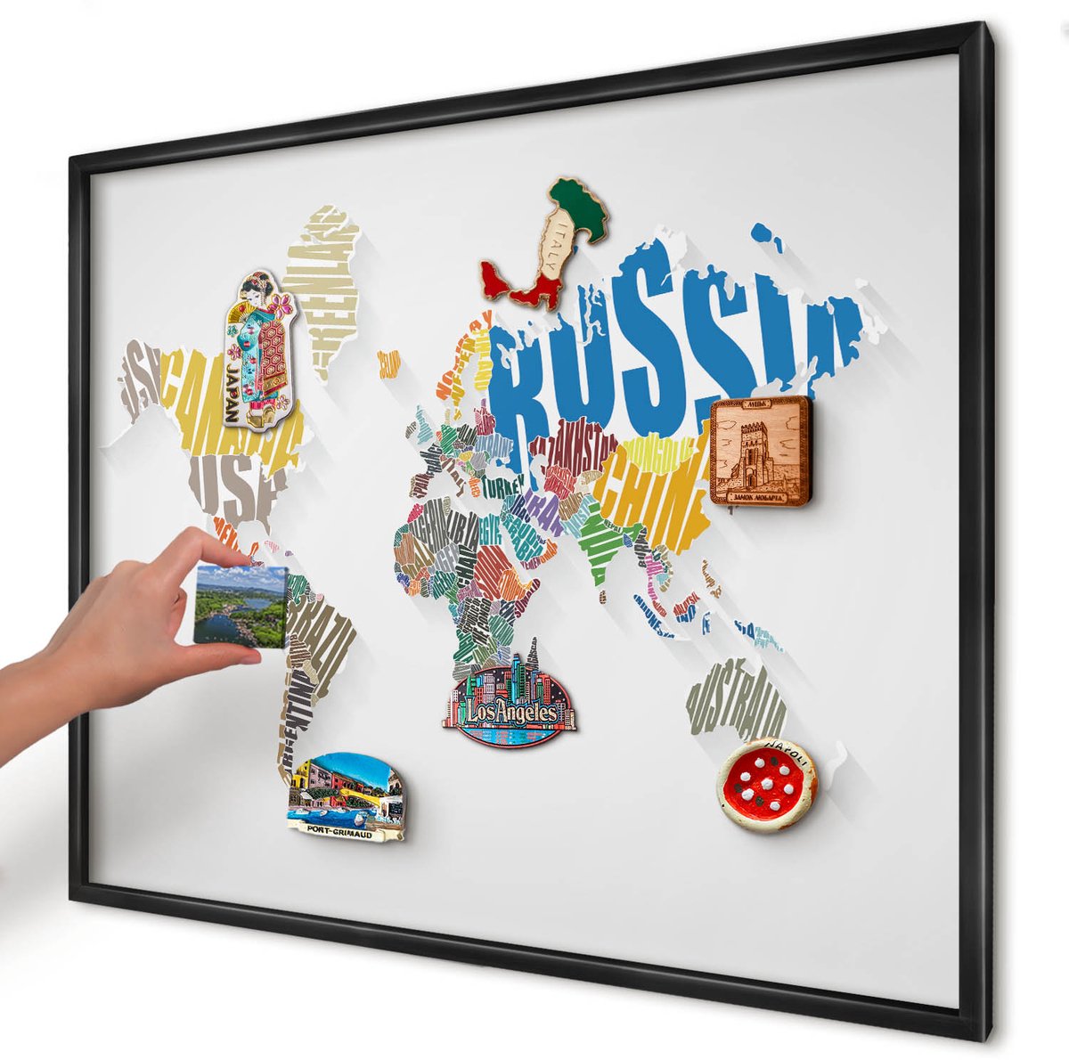 Artprintcave Wit Magneetbord mit Zwart Frame - 80x60 cm - Kleurenkaart Magnetische Organizer - Abstract Memobord Keuken - Kaarten
