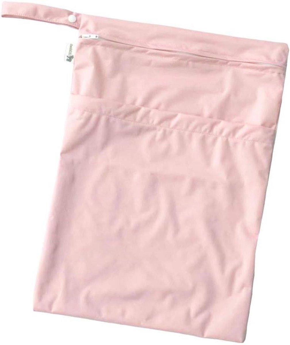Neuszak met droogvak - Wetbag luierzak - Baby verzorging - Twee gescheiden vakken - 33x46 cm - Roze