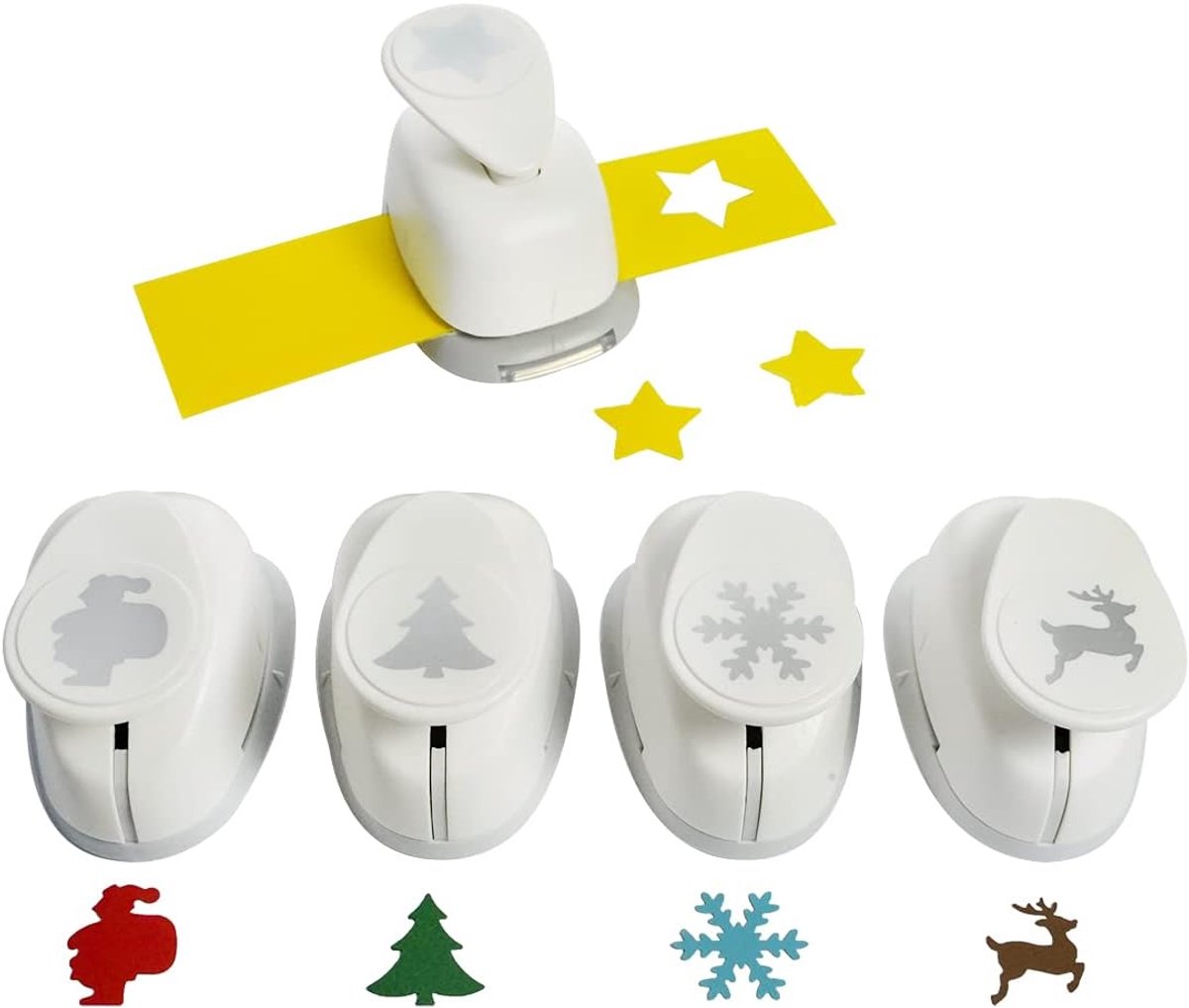 A689915, set Kerstmis, 2,54 cm, 5 stuks, kunststof, wit, 5 stuks