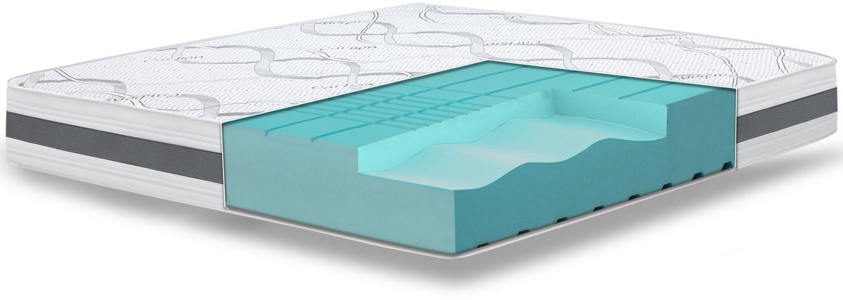 The White Stone Orthopedisch Matras 220x220 cm Medium Stevigheid | Hoogte 16 cm | Hypoallergeen en Ademend Stof | Ergonomische en Zelfvormende Eigenschappen | Gemaakt in Italië