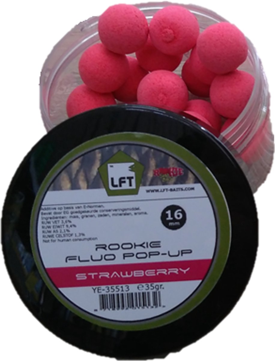 LFT Attractor fluo pop-up boilies 35gram 16mm strawberry