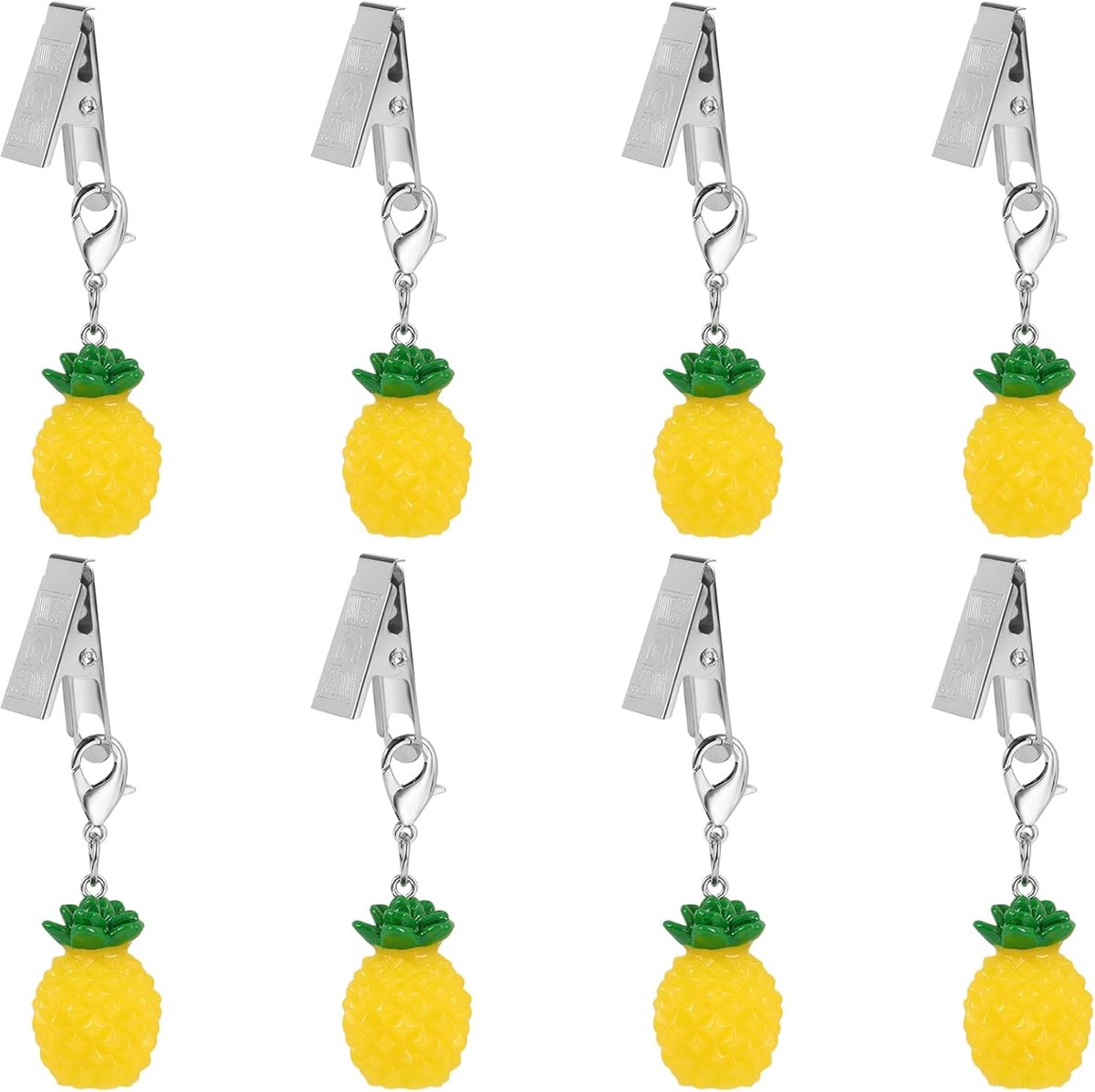 SnelShoppen - Set van 8 Schattige Ananas Tafelkleden met Klem Gewichten voor Tuin Tafels, Tuin Decoratie voor Feest, Picknick, Kamperen, Thuis, Campin