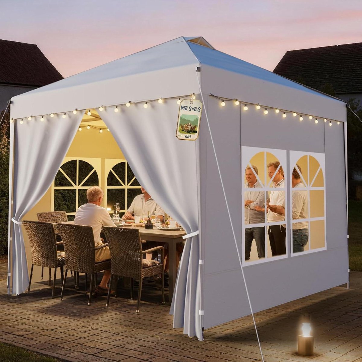 Pop-up Tent - Feesttent Tuin - Buiten Ontspannen - Verstelbare Hoogte - 2.5 x 2.5 Meter - Wit