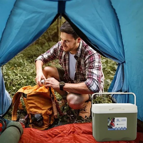 Campingkoelbox - Geïsoleerde thermobox - Outdoor avonturen - Lekvrije isolatie - 6 liter - Groen — afbeelding 4