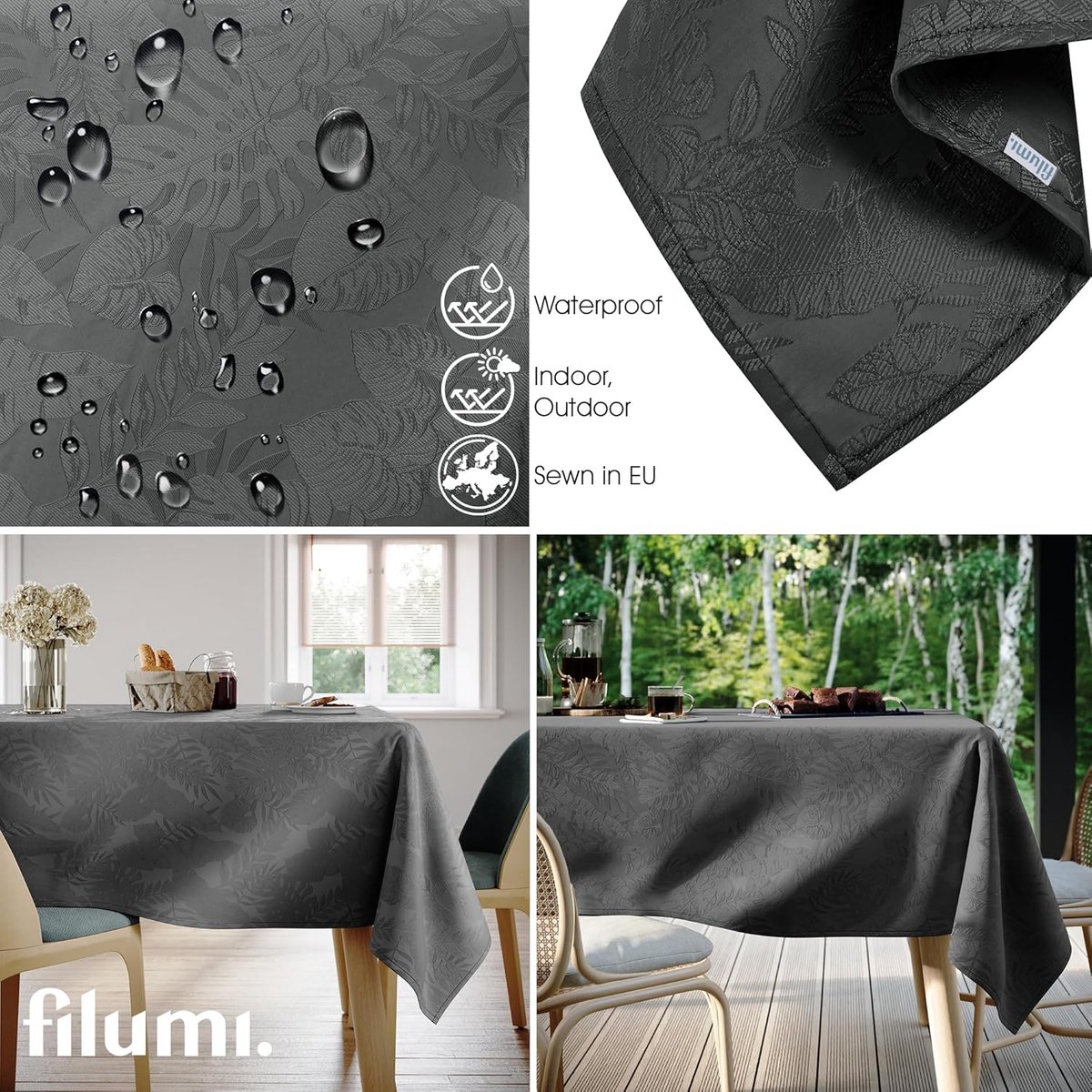Tafelkleed - Dienblad Tafeldecoratie - Tafel Beschermen - Waterdichte Coating - 140 x 260 cm - Grijs
