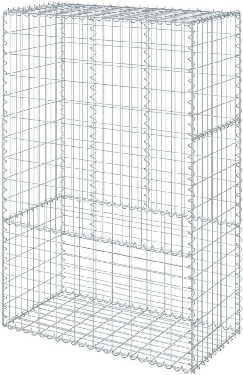 Schanskorf Muur - Steenkorf Schutting - Tuin Decoratie - Montage Zonder Gereedschap - 100x50x150 cm - Zilver