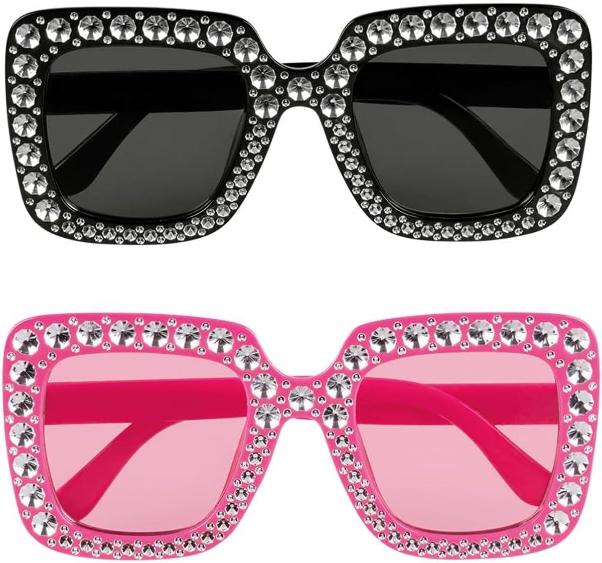 Feestbril in set, 2 stuks, bril voor volwassenen, bling bling bril