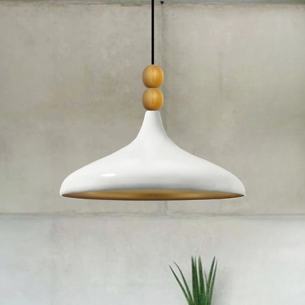 Bamyum Champion hanglamp, industriële Modern stijl, Ø35 cm, wit metalen lamp