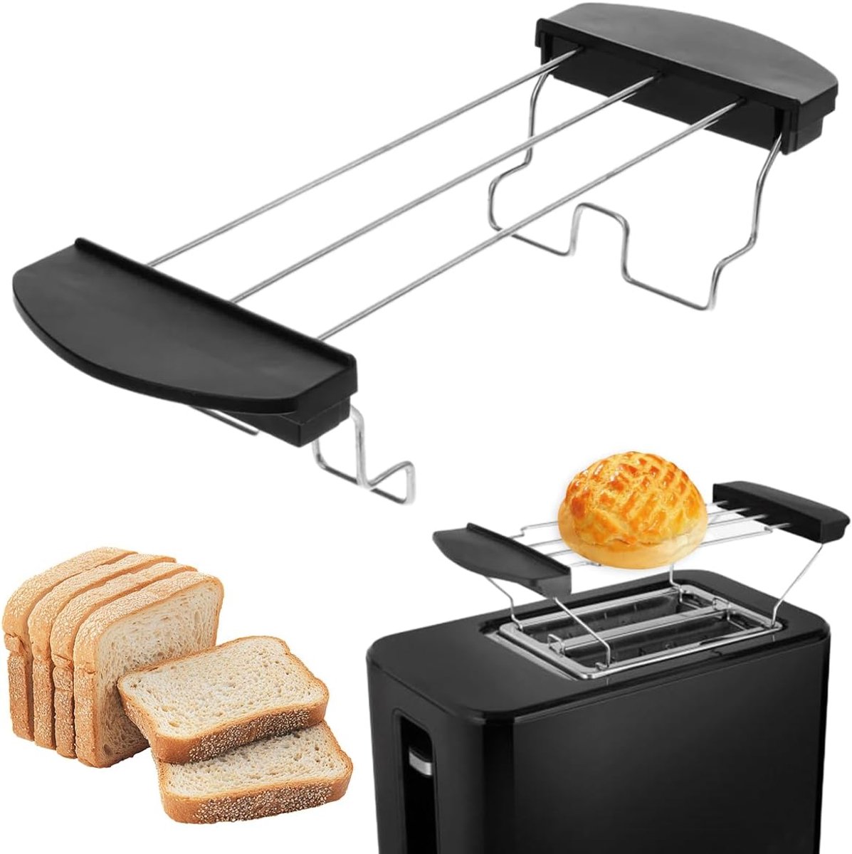 Warming Rack, Roestvrij Stalen Broodroosterrek, Opvouwbare | met Antislip Handgreep, voor Het Koelen van Brood, Sandwiches, Croissants, voor Thuiskeuken, Picknick, 26.5 x 9.2 x 5.5 cm