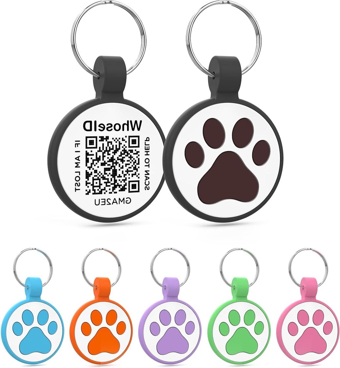 QR-code Kattentag - Digitale Huisdier ID - Huisdier Veiligheid - Stille Siliconen - Kleine Rassen 1 inch - Zwart