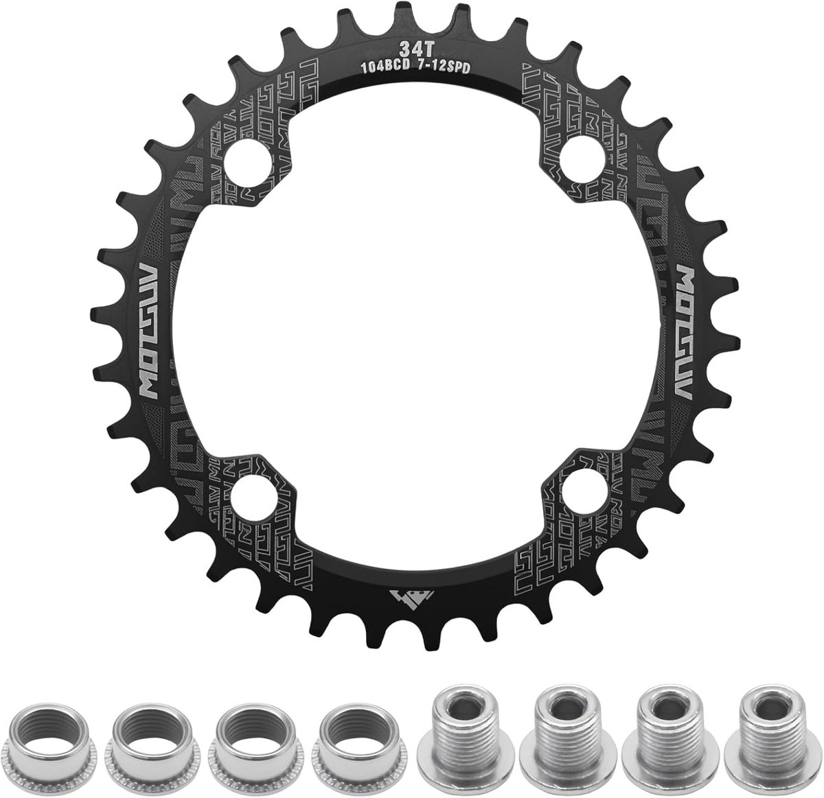 Fiets Kettingblad 104 BCD in 32T, 34T, 36T, 38T - Smal Breed Ontwerp voor MTB en Racefiets, Geschikt voor 7/8/9/10/11 Versnellingen