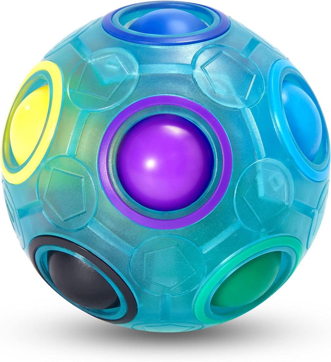 Magische Regenboog Puzzel Bal, Fidget Bal Puzzel Spel Fun Stress Reliever Magische Bal Brain Teaser Bal Speelgoed Voor Kinderen Tieners & Volwassenen (Blauw)