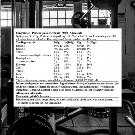 Sunwarrior Protein Classic Organic (750g) Chocolate - Eiwitten - Veganistisch eiwit — afbeelding 2