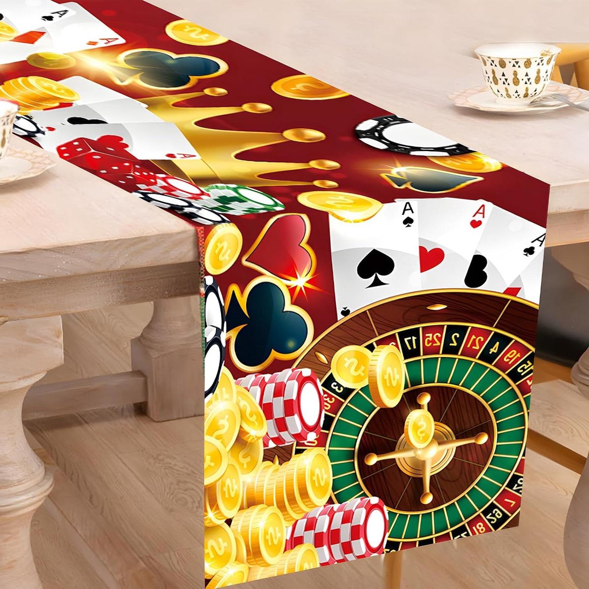 Casino Tafelloper - Poker Loper - Feestdecoratie - Thematisch Patroon - 180x30cm - Meerdere kleuren