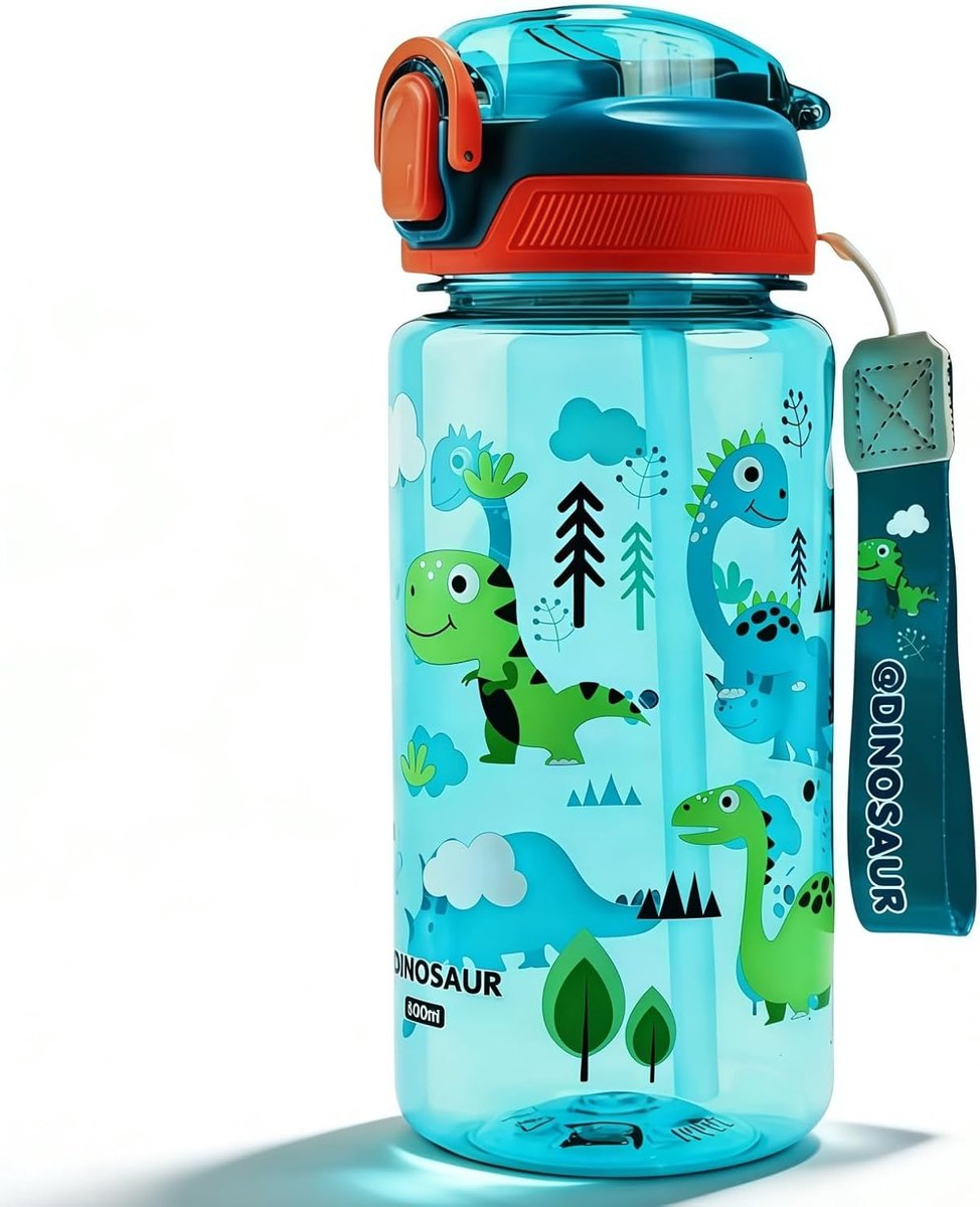 Kinderdrinkfles 600 ml - robuust en onbreekbaar - lekvrij met rietje - ideaal voor schoolreizen - SnelShoppen