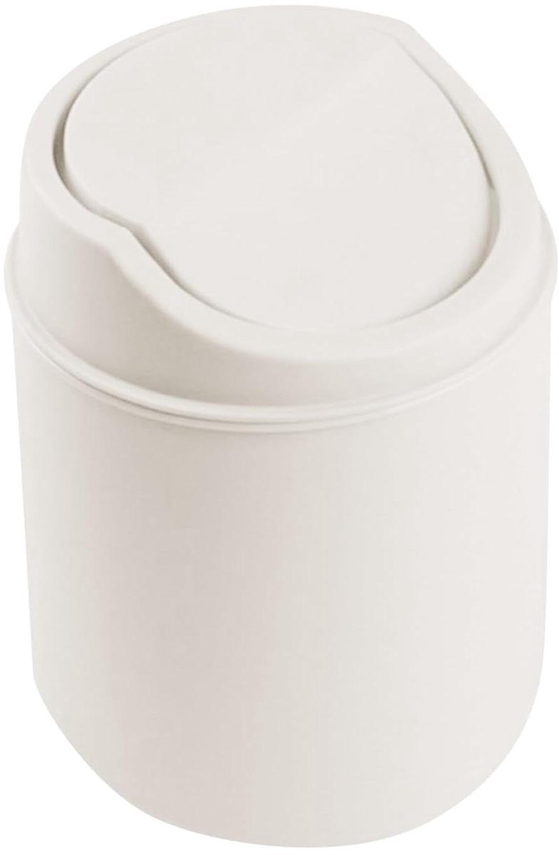 Mini Afvalemmer - Prullenbakje Tafel - Bureau Opruimen - Met Swingdeksel - 15 Liter - Beige