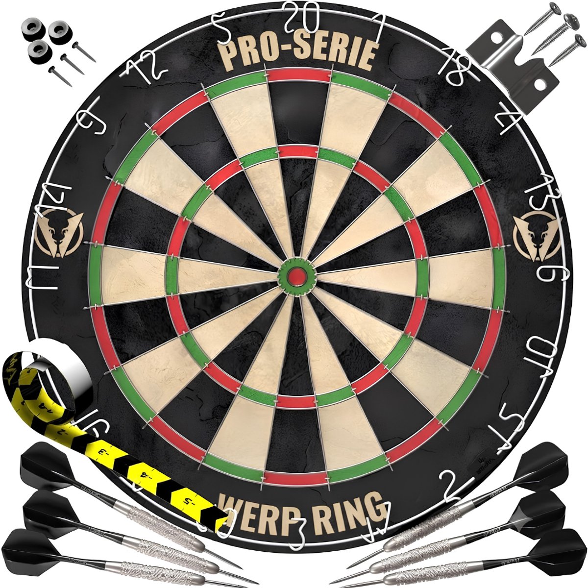 JCP® Dartbord - Dartbord Set - Dartbord met Dartpijlen - Zwart - 46cm x 46cm x 4cm