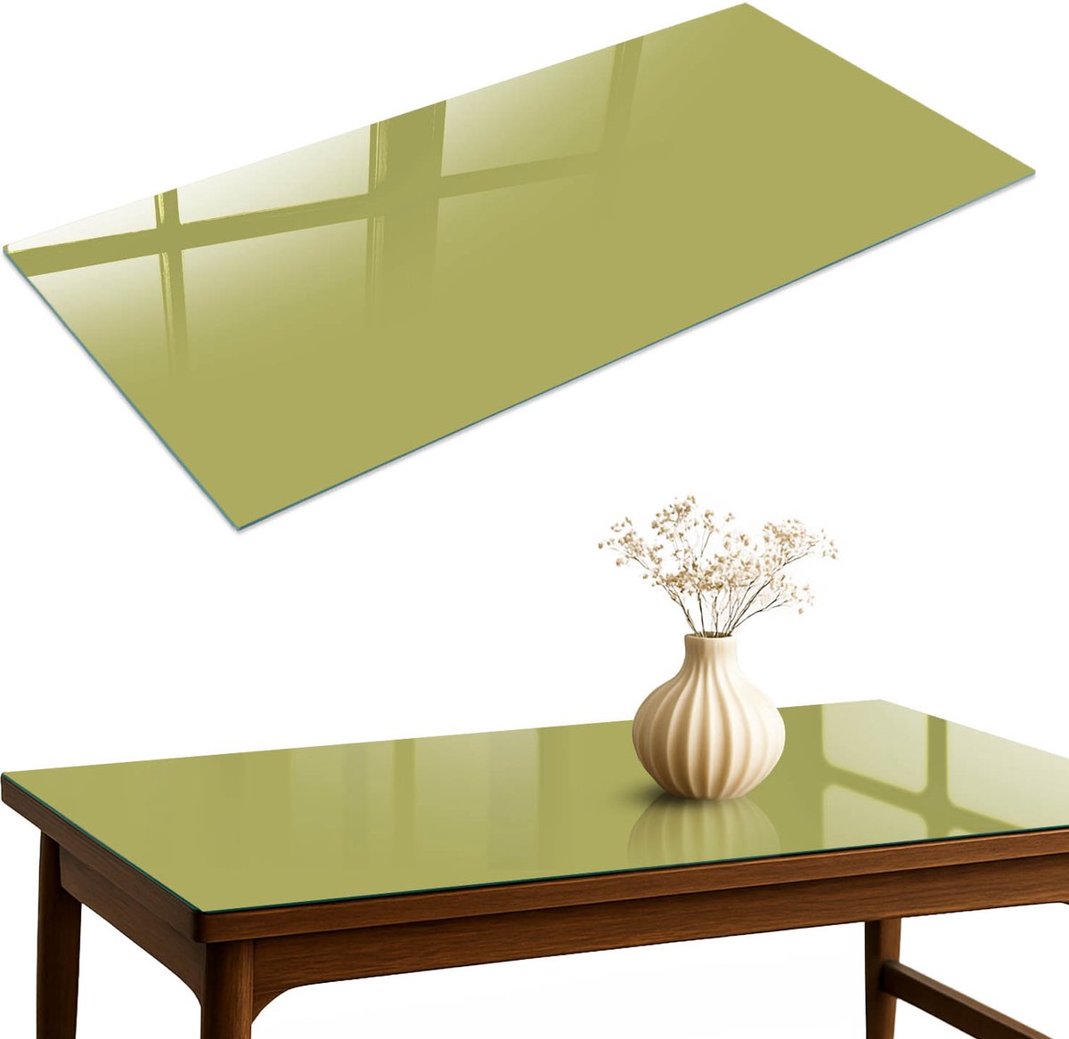 ArtPrintCave Groene vintage Glazen Tafelblad 120x60 cm - Tafelblad Rechthoek - Groente Keukentafel - Achtergronden en patronen Tafelblad Glas