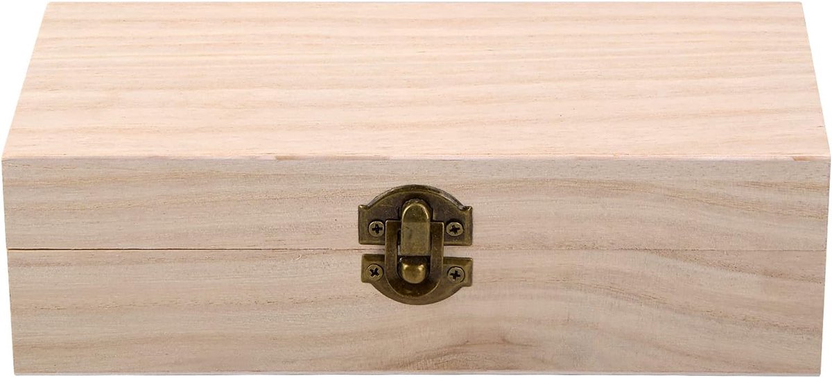 kist, houten kist met deksel, kleine natuurlijke houten opbergdoos als geschenkdoos, schatkist, sieradendoos voor decoratie, doe-het-zelf schilderen (20 x 10 x 6 cm)