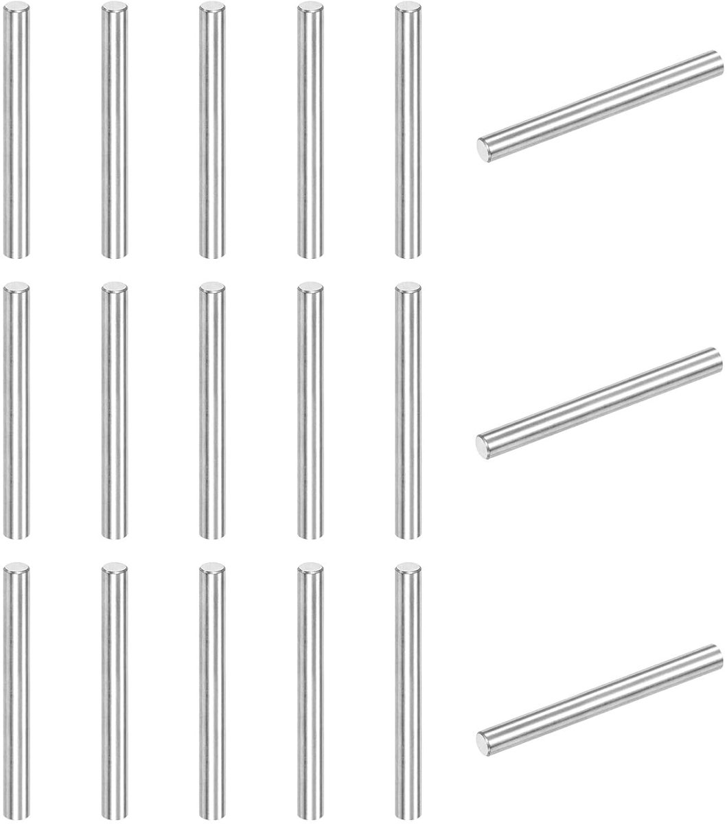 METERXITY 20 stuks 316 roestvrijstalen cilindrische bevestigingspinnen voor metalen apparaten/houtprojecten, 3 x 30 mm, zilver