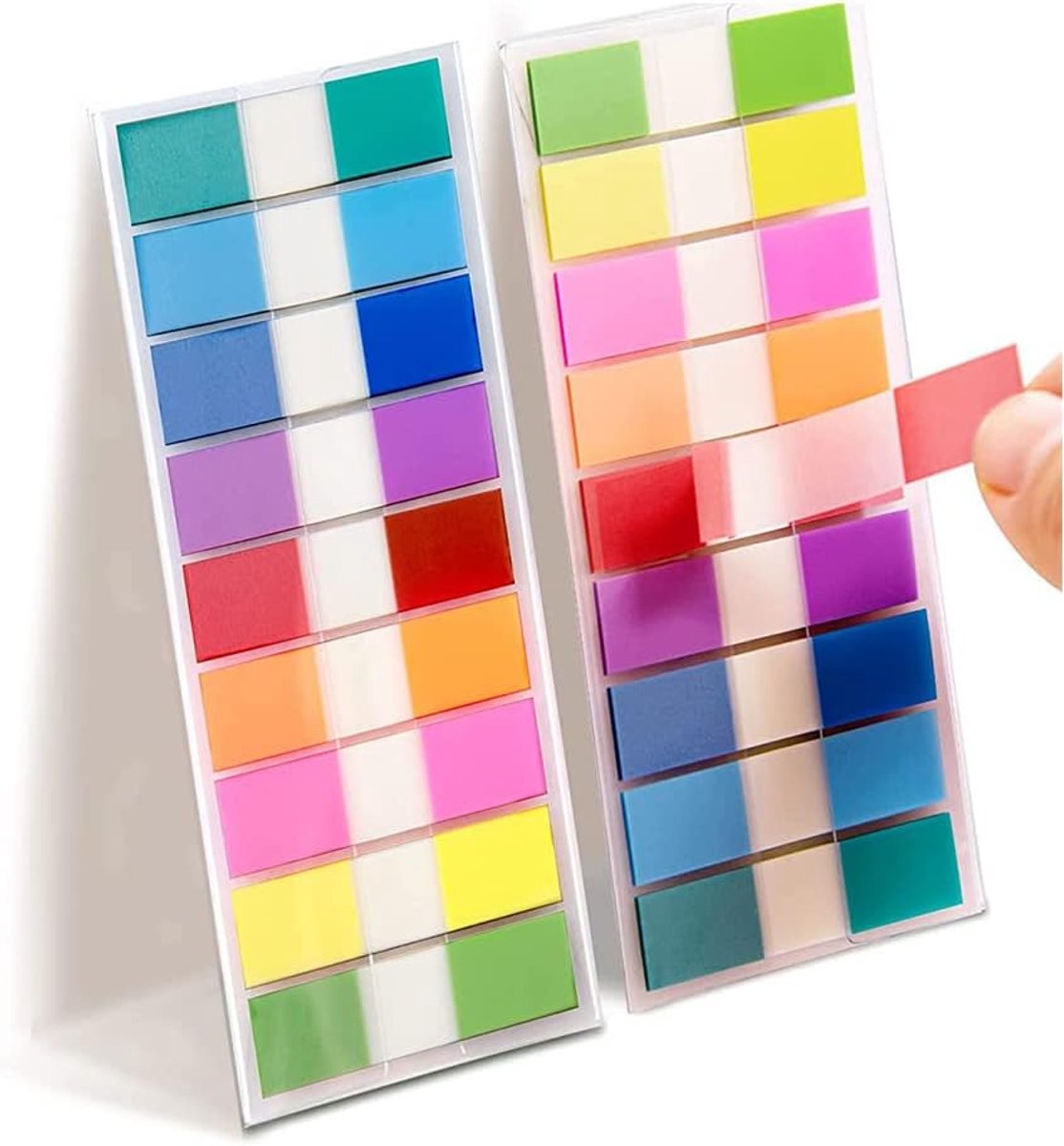 Zelfklevende strips (9 kleuren, 44 x 11 mm) set van 2 zelfklevende notitieblaadjes markeerstiften, tekststrips, paginamarkers, zelfklevende notities, indextabs voor paginamarkering