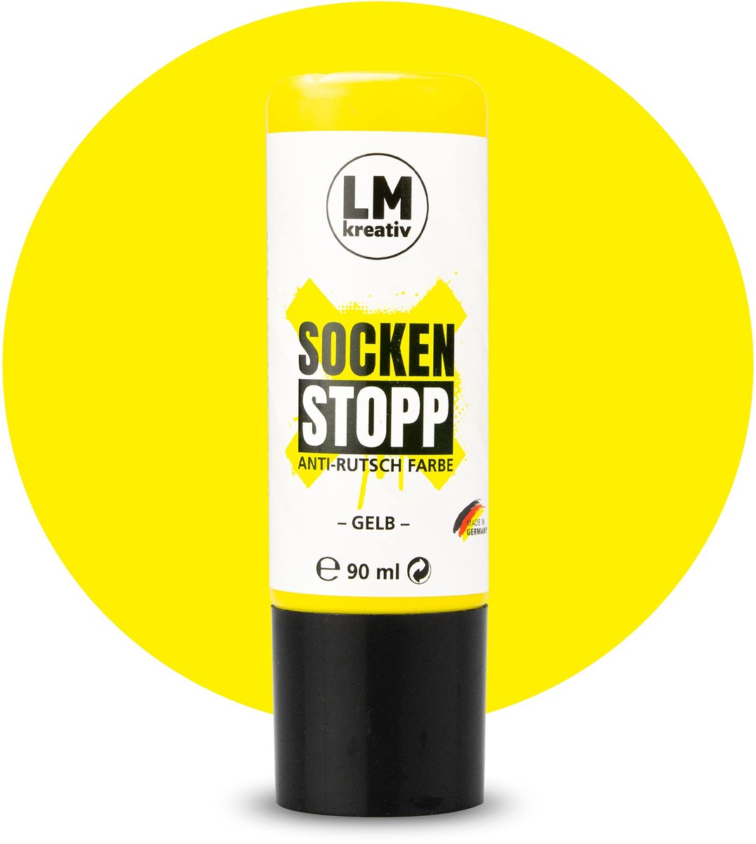 LM-Kreativ LM Sock Stop - anti slip textielverf - 90 ml - geel - waterbasis en waterproof voor sokken en textiel