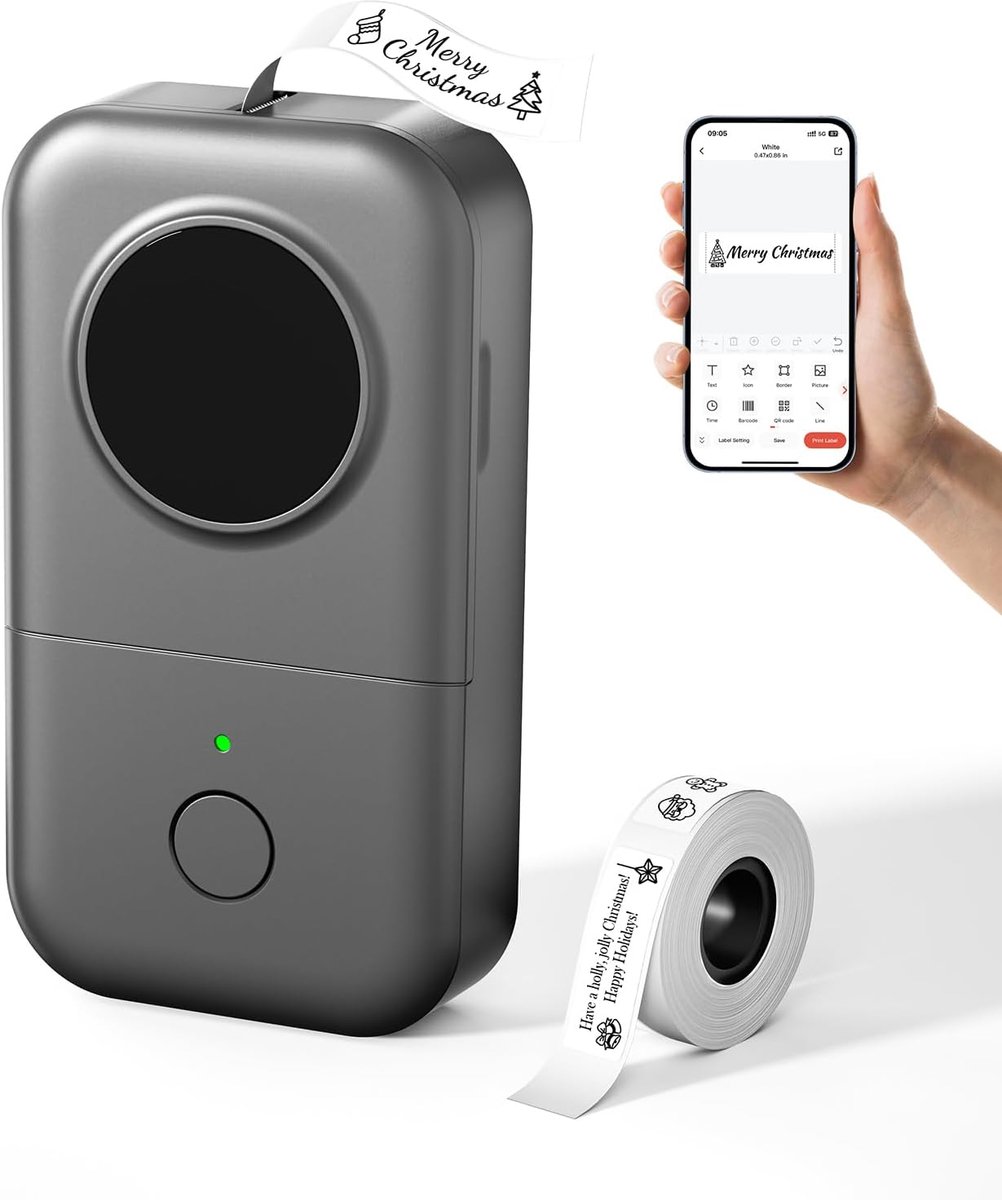 D30 Etikettenprinter Bluetooth Label Maker Machine Zelfklevende Etiketteerapparaat Mini labelprinter voor Thuis, Keuken, School, Kantoor, Etikettenprinter Compatibel met iOS & Android