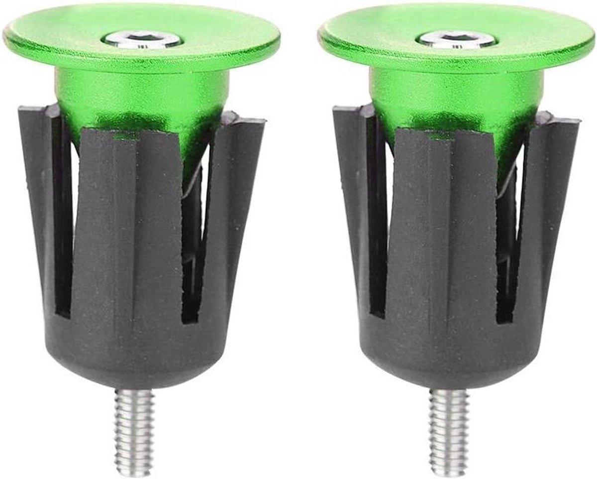 Fietsgrepen Stuurdoppen - Handvat Pluggen - Fiets Beschermen - Aluminium Legering - 38mm x 23.8mm - Groen