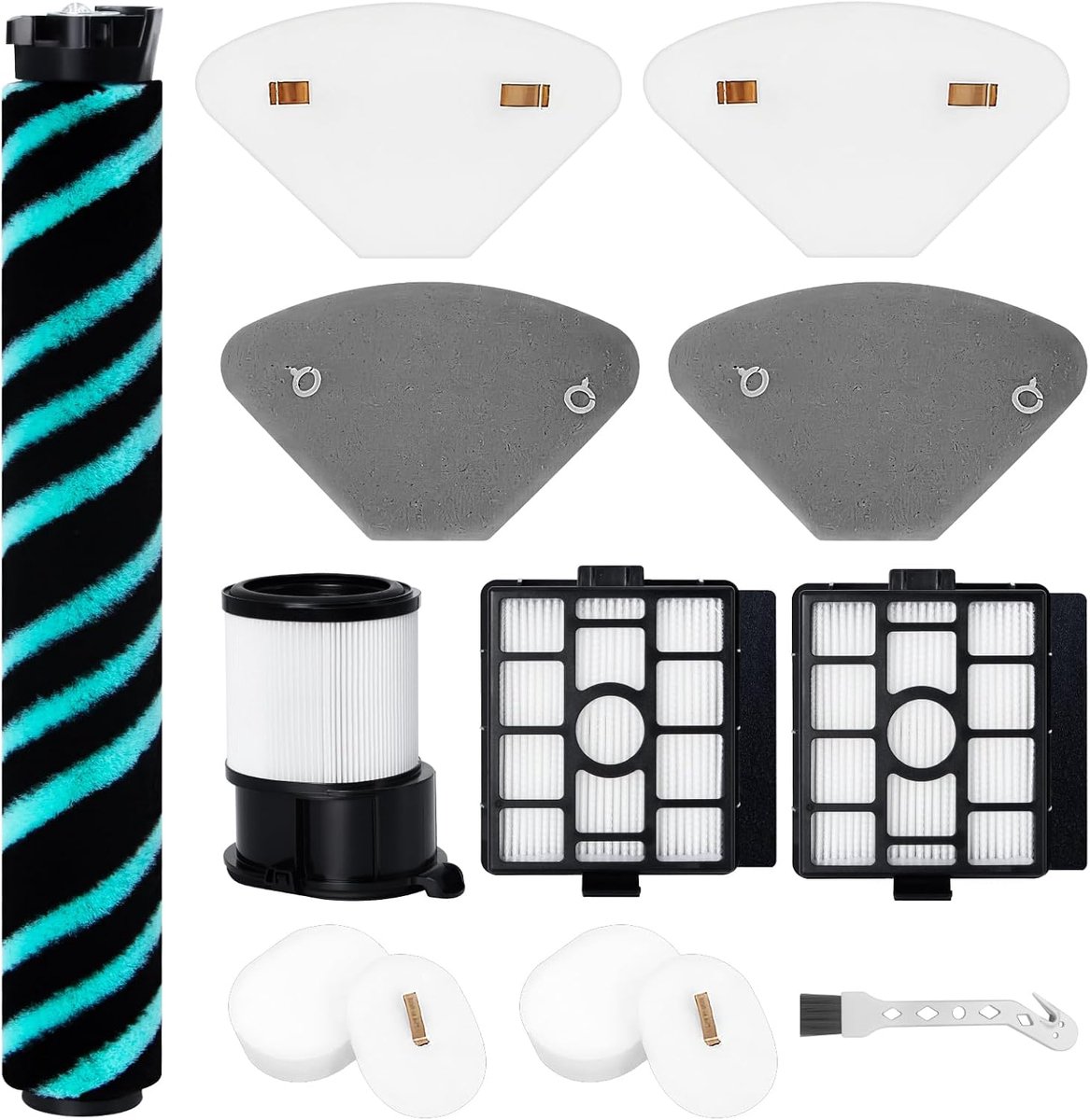 borstelrol filter vervangstukken voor Shark IP3251EUT accu-stofzuiger, 1 borstelrol, 1 HEPA-filter, 4 filterzwammen, 2 HEPA-filters voor de basisstation, 4 filterzwammen voor de basisstation