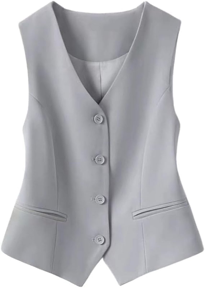 Kostuumvest voor dames, smalle pasvorm, V-hals, smokingvest, elegant vintage vest.