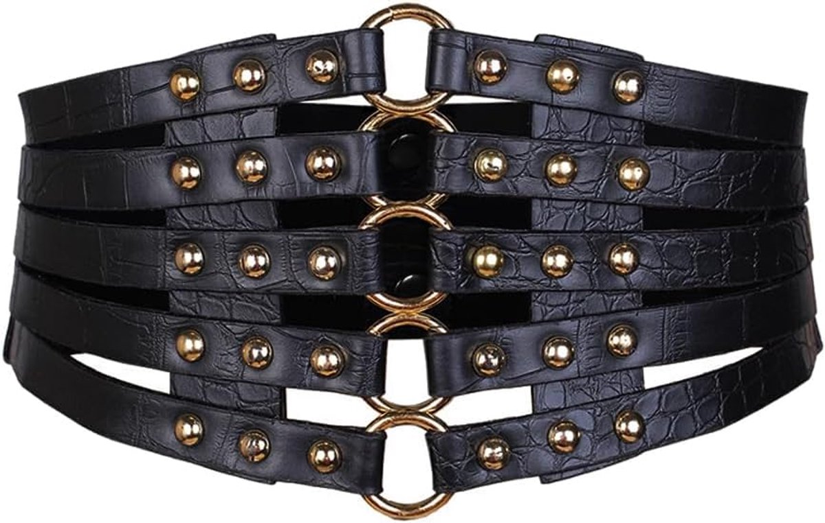 keland Leren damesriem Viking middeleeuws zwarte riem korset accessoires Ren Faire, zwart., Eén maat